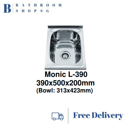 Monic L-390 Wall mount Stainless Steel Single Bowl Kitchen Sink
