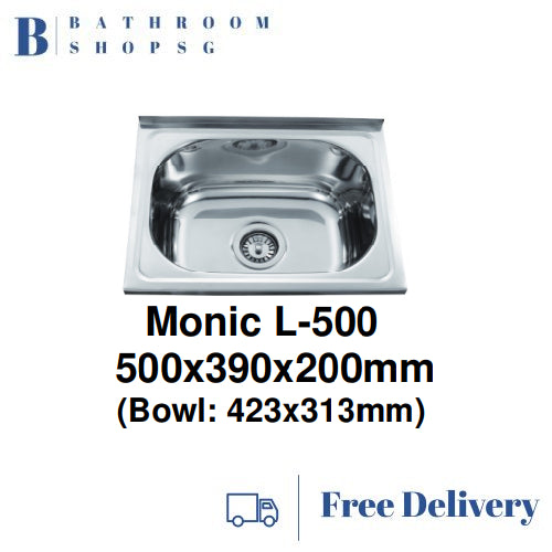 Monic L-500 Wall mount Stainless Steel Single Bowl Kitchen Sink
