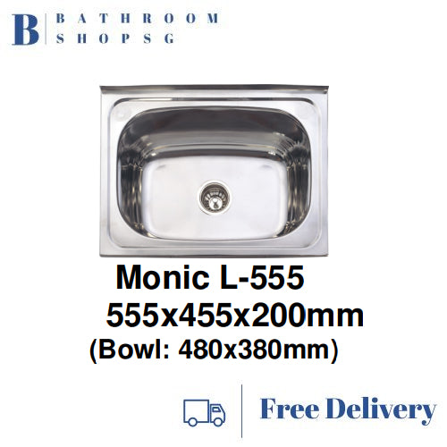 Monic L-555 Wall mount Stainless Steel Single Bowl Kitchen Sink