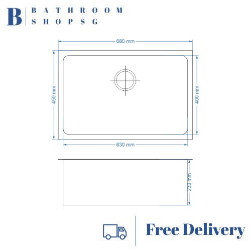 Monic MBX-680 Black Steel Undermount Single Bowl Kitchen Sink