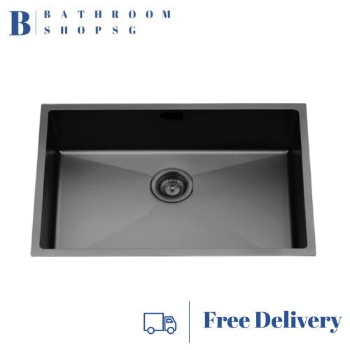 Monic MBX-780 Black Steel Undermount Jumbo Single Bowl Kitchen Sink