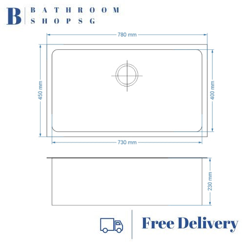 Monic MBX-780 Black Steel Undermount Jumbo Single Bowl Kitchen Sink