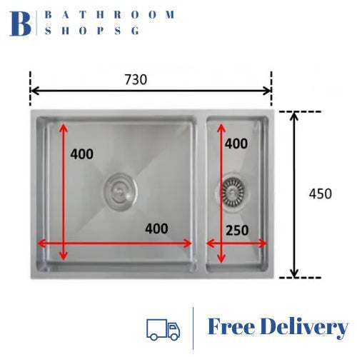 Monic SQM-730 Double Bowl Stainless Steel Reversible Kitchen Sink