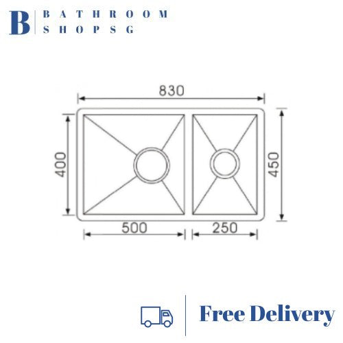 Monic SQM-830 Double Bowl Stainless Steel Reversible Kitchen Sink