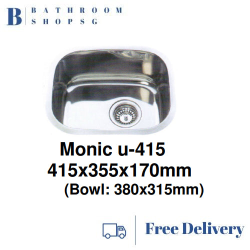 Monic U-415 Stainless Steel Under Mount Single Bowl Kitchen Sink