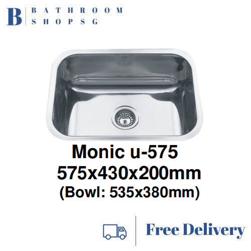 Monic U-575 Stainless Steel Under mount Single Bowl Kitchen Sink