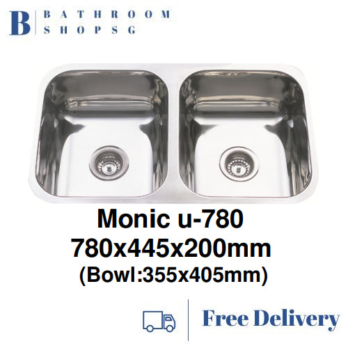 Monic U-780 Stainless Steel Under mount Double Bowl Kitchen Sink