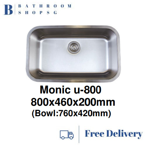 Monic U-800 Stainless Steel Under mount Single Bowl Kitchen Sink