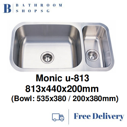 Monic U-813 Stainless Steel Under mount Double Bowl Kitchen Sink