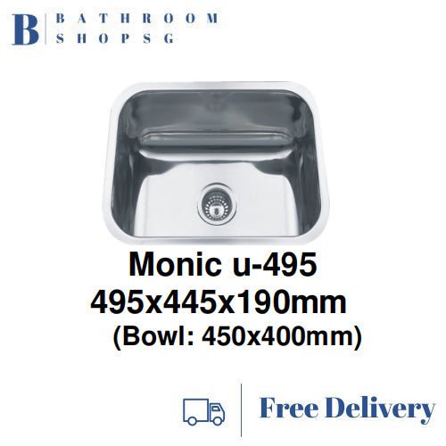 Monic U-495 Stainless Steel Under mount Single Bowl Kitchen Sink
