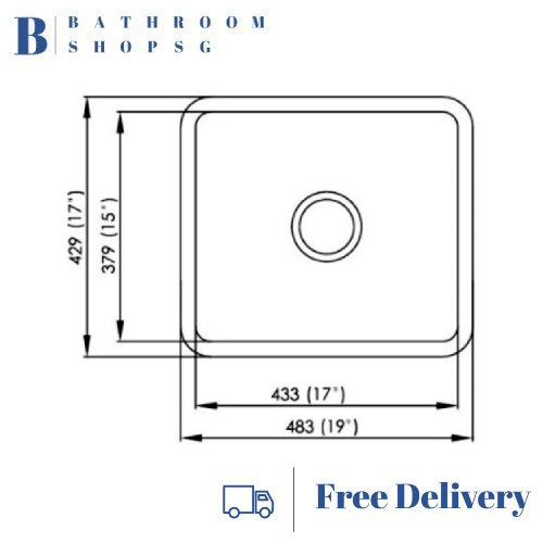 Monic u-483-NC Stainless Steel Under mount Single Bowl Narrow Corner Kitchen Sink