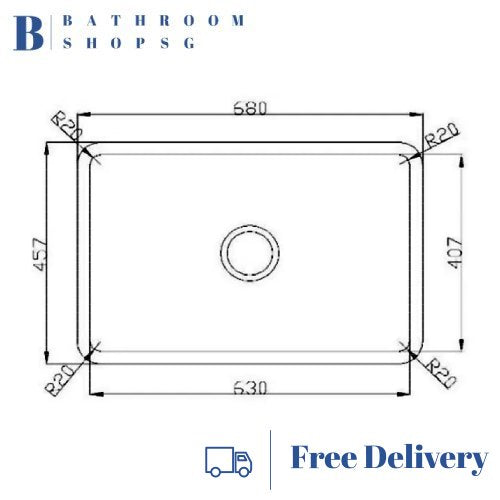 Monic u-680-NC Stainless Steel Under mount Single Bowl Narrow Corner Kitchen Sink