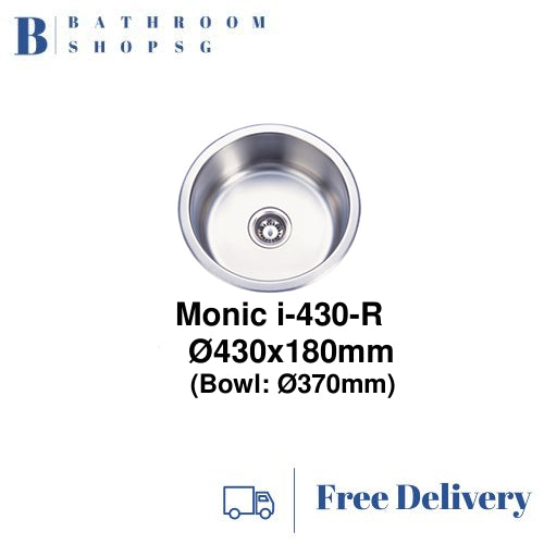 Monic i-430-R Inset Mount Round Bowl Stainless Steel Sink