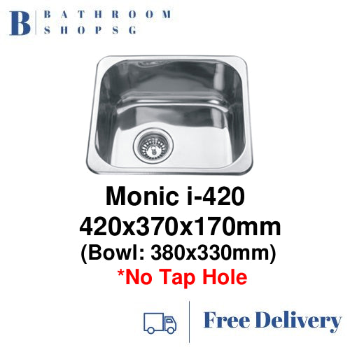 Monic i-445 Inset Mount Single Bowl Stainless Steel Kitchen Sink