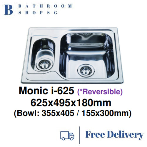 Monic i-625 Stainless Steel Inset Mount Double Bowl Kitchen Sink