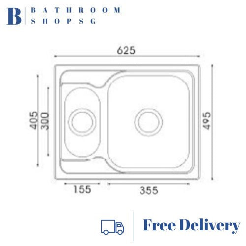 Monic i-625 Stainless Steel Inset Mount Double Bowl Kitchen Sink