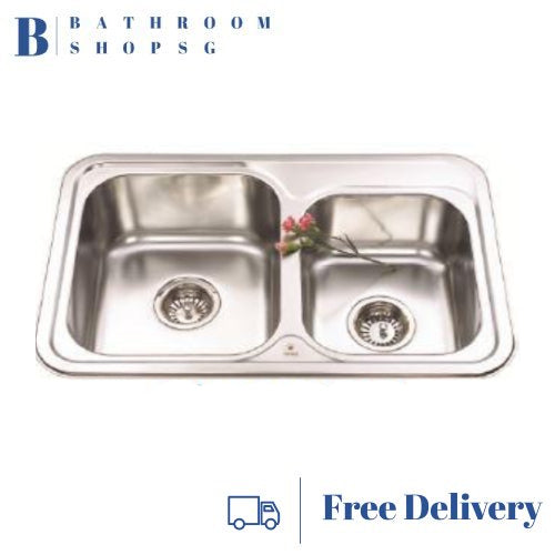 Monic i-730 Stainless Steel Inset Mount Double Bowl Kitchen Sink