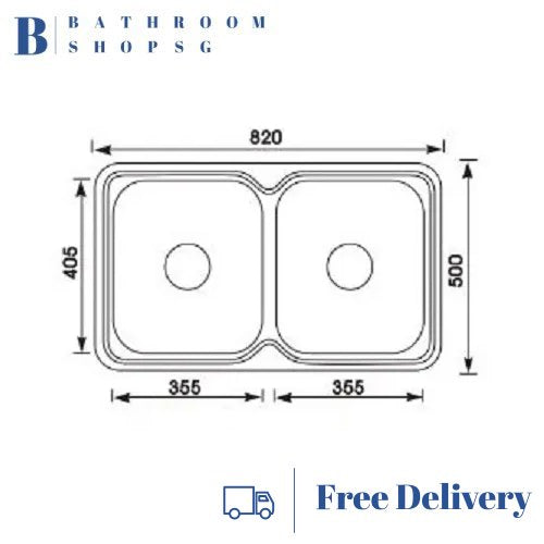 Monic i-820 Stainless Steel Inset Mount Double Bowl Kitchen Sink