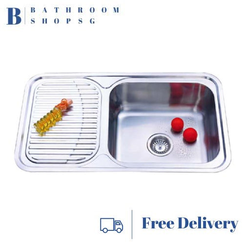 Monic i-860 Stainless Steel Inset Mount Single Bowl with Drainer Kitchen Sink