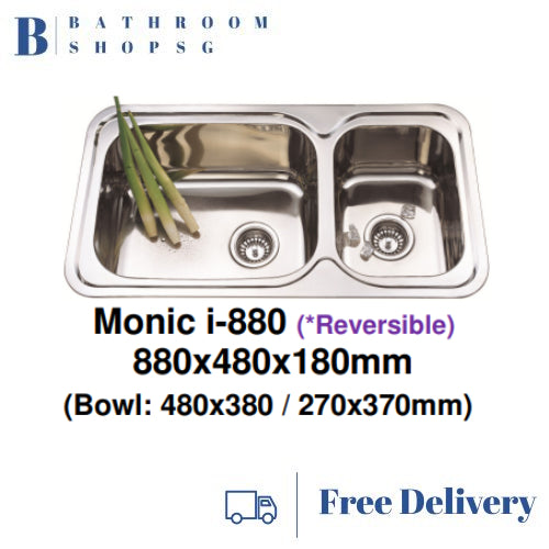 Monic i-880 Stainless Steel Inset Mount Double Bowl Kitchen Sink