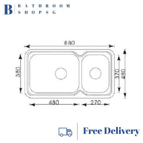 Monic i-880 Stainless Steel Inset Mount Double Bowl Kitchen Sink