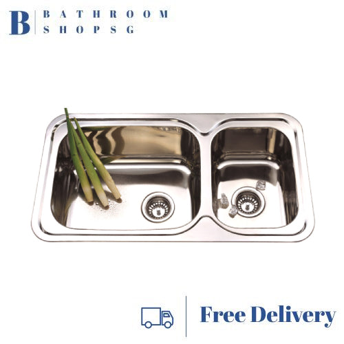 Monic i-880 Stainless Steel Inset Mount Double Bowl Kitchen Sink