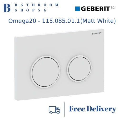 Geberit Omega 20 Actuator 115.085.01.1 | Matt White Plate and Button Toilet Flush Plate