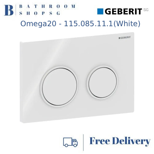 Geberit Omega 20 Actuator 115.085.11.1 | White  Plate and Button Toilet Flush Plate