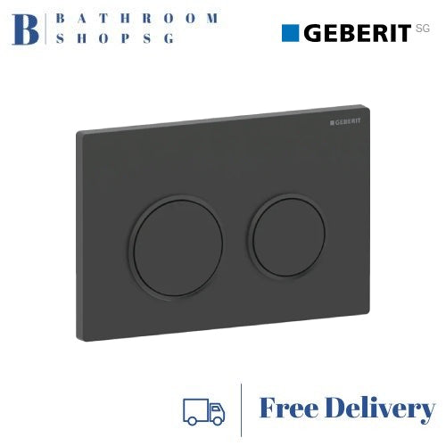 Geberit Omega 20 Actuator Plate 115.085.16.1 | Black Plate with Matt Black Ring Toilet flush plate