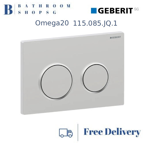 Geberit Omega 20 Actuator Plate 115.085.JQ.1 | Matt Chrome Plate and Button Toilet flush plate