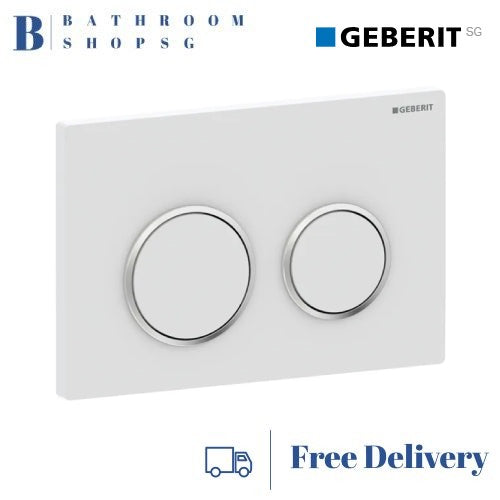 Geberit Omega 20 Actuator 115.085.JT.1 | Matt White Plate and Button with Chrome Ring Toilet Flush Plate