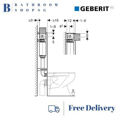 Geberit Omega Concealed Cistern Top Front Operated 224.512.00.1 for 88cm Installation height