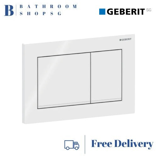 Geberit Omega 30 Actuator Plate 115.080.11.1 White Plate and Buttons with Matt White Stripes