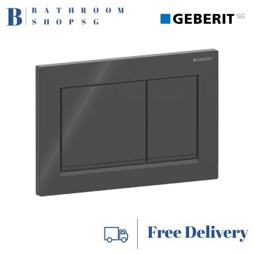 Geberit Omega 30 Actuator Plate 115.080.DW.1 Black Plate and Buttons with Matt Black Stripes