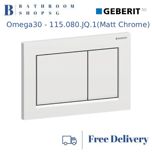 Geberit Omega 30 Actuator Plate 115.080.JQ.1 Matt Chrome Plate and Buttons with Chrome Stripes