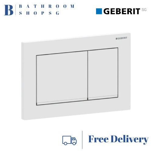Geberit Omega 30 Actuator Plate 115.080.JT.1 Matt White Plate and Buttons with Chrome Stripes