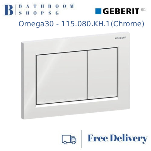 Geberit Omega 30 Actuator Plate 115.080.KH.1 Chrome Plate and Buttons with Chrome Matt Stripes