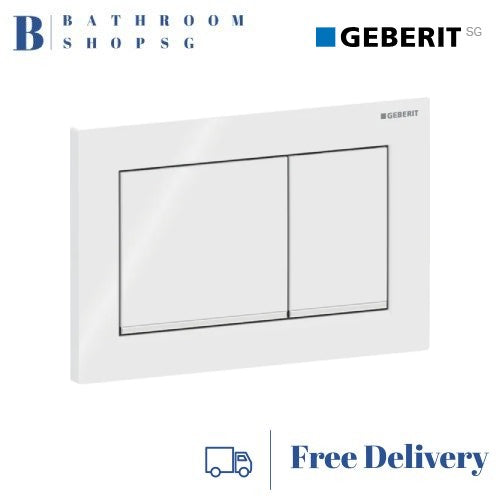 Geberit Omega 30 Actuator Plate 115.080.KJ.1 White Plate and Buttons with Chrome Stripes