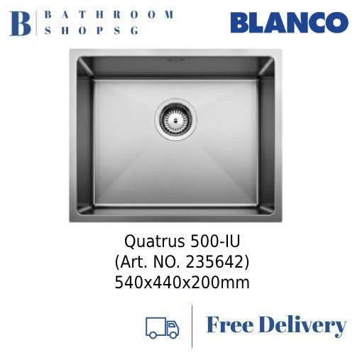 Blanco Quatrus R15 500-IU Stainless Steel Undermount Single Bowl Kitchen Sink