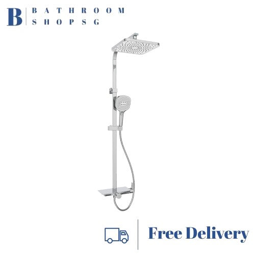 Rubine DECKOS F4 Square Rainshower Column with Shelf RSC-DECKOS-F4 Chrome | Gun Metal Rainshower Set
