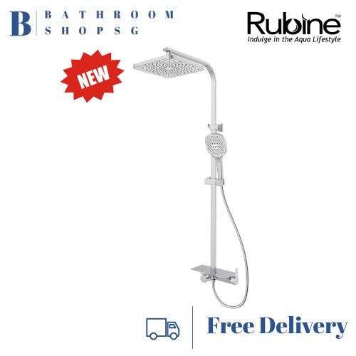 Rubine DECKOS F4 Square Rainshower Column with Shelf RSC-DECKOS-F4 Chrome | Gun Metal Rainshower Set