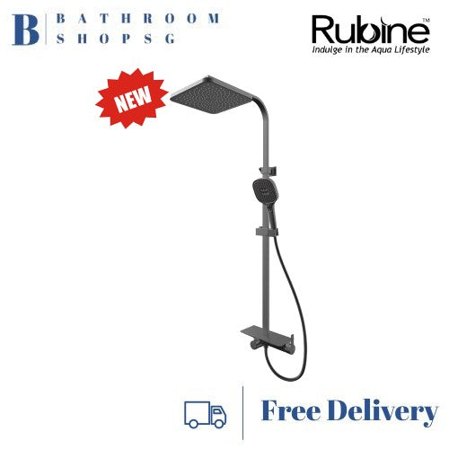 Rubine DECKOS F4 Square Rainshower Column with Shelf RSC-DECKOS-F4 Chrome | Gun Metal Rainshower Set