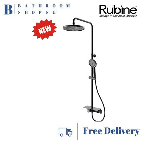 Rubine DECKOS U2 Round Rainshower Column with Shelf RSC-DECKOS-U2 Chrome | Matt Black Rainshower Set