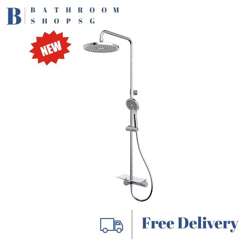 Rubine DECKOS U2 Round Rainshower Column with Shelf RSC-DECKOS-U2 Chrome | Matt Black Rainshower Set