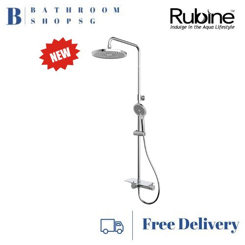 Rubine DECKOS U2 Round Rainshower Column with Shelf RSC-DECKOS-U2 Chrome | Matt Black Rainshower Set
