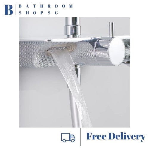 Rubine DECKOS U2 Round Rainshower Column with Shelf RSC-DECKOS-U2 Chrome | Matt Black Rainshower Set