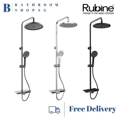 Rubine DECKOS U2 Round Rainshower Column with Shelf RSC-DECKOS-U2 Chrome | Matt Black Rainshower Set
