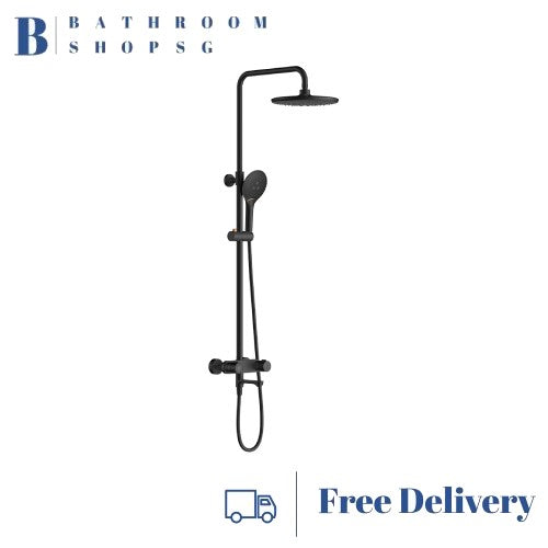 Rubine PUSHSTOP Round Rainshower Set RSC-PUSHSTOP-R61BK Matt Black