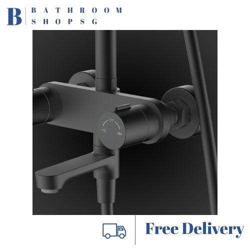 Rubine PUSHSTOP Round Rainshower Set RSC-PUSHSTOP-R61BK Matt Black