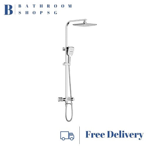 Rubine PUSHSTOP Square Rainshower Set RSC-PUSHSTOP-S81-CH Chrome